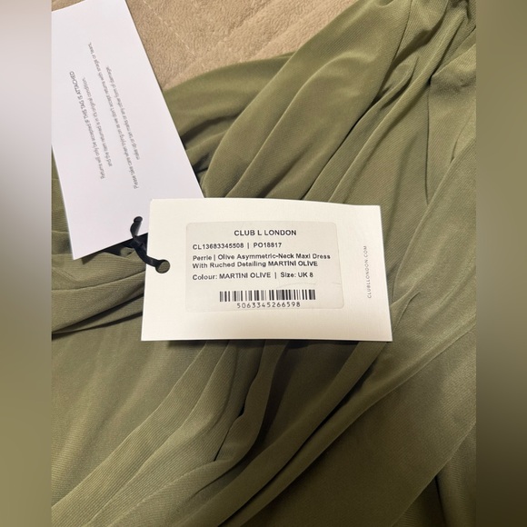 Club L London One Shoulder Olive Dress - Picture 5 of 6